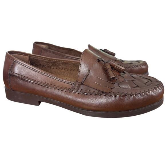 Giorgio Brutini Mens Tassel Milan Loafers Brown Leather Slip On Dressy Shoes 12W - Picture 1 of 16